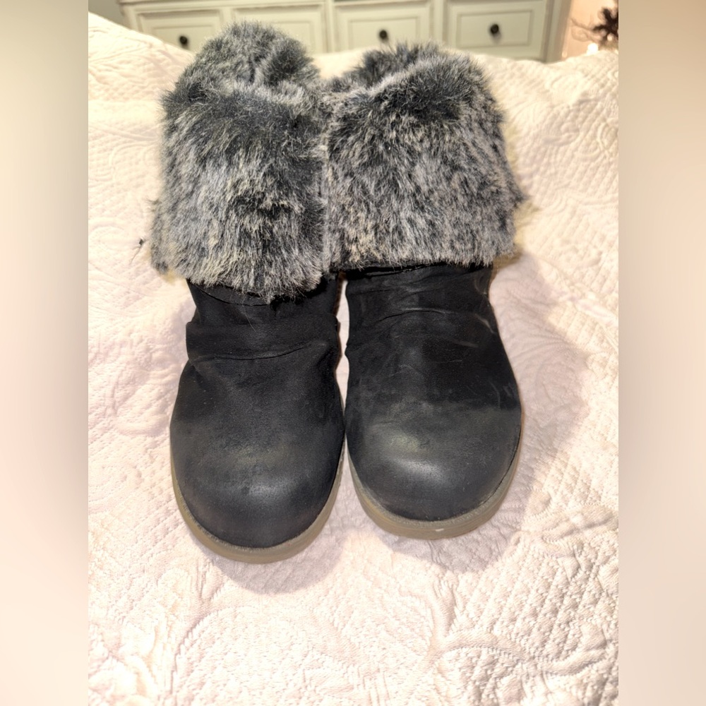 Furry Flap Fold Down Ankle Booties